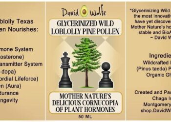 Texas Pine Pollen GlycerinAn American Original: Wildcrafted Texas Loblolly Pine Pollen in Organic Vegetable Glycerin.Fir…