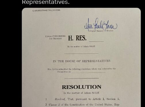 Rep. Anna Paulina Luna introduces resolution to remove Shifty Adam Schiff from the House.