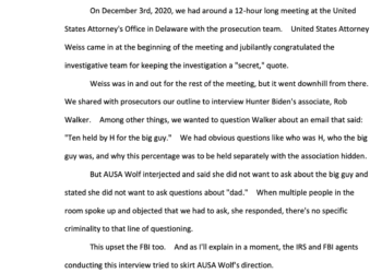 Daniel Baldwin (@baldwin_daniel_): “”[Wolf] did not want to ask about the big guy and stated she did not want to ask questions about ‘dad.'” The IRS whistleblower testimony reveals the DOJ did not want investigators asking Hunter Biden or his associates about the “big guy” or “dad. @OANN”