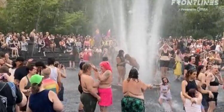 Topless Women Dance and Play with Children at Pride Event Water Party in New York City (VIDEO) | The Gateway Pundit | by Cristina Laila