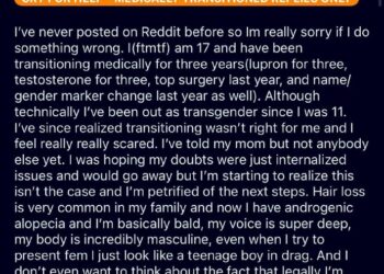 At age 11, this girl believed she was trans. At 14, doctors gave her puberty blockers and testosterone. They cut off her…