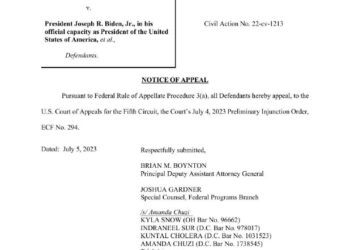 BREAKING: The Biden Administration has officially filed a notice of appeal in the Missouri v. Biden Censorship case afte…
