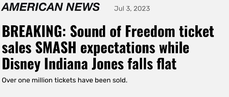Sound of Freedom ticket pre-sales defeat Disney’s Indiana Jones, skyrocketing to $10 million ahead of the film’s July 4t…