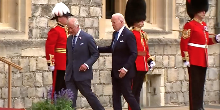 Video: Biden Can Barely Walk As He Holds On To King Charles III