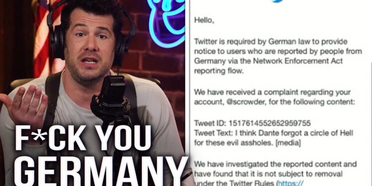 German Government GOES AFTER Crowder For HATE SPEECH!