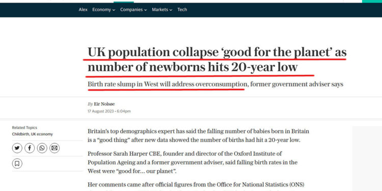 Population Collapse “Good for the Planet”, WEF Adviser Prof Sarah Harper Explains – Summit News