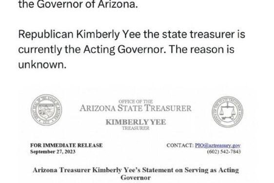 Breaking: Election fraudster Katie Cartel Hobbs is no longer the Governor of Arizona. Republican Kimberly Yee the state…