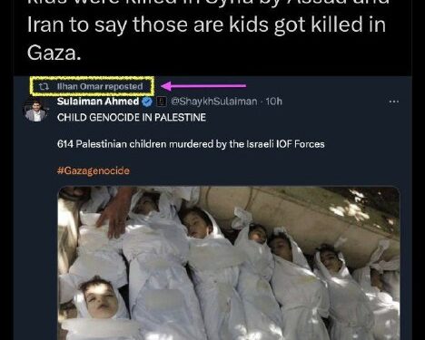 Demonic Democrat Ilhan Omar will do anything to escalate Israel-Palestine the conflict.