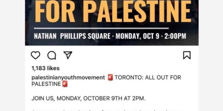 Hundreds gather in Toronto for celebration of Hamas terror attacks against Israel